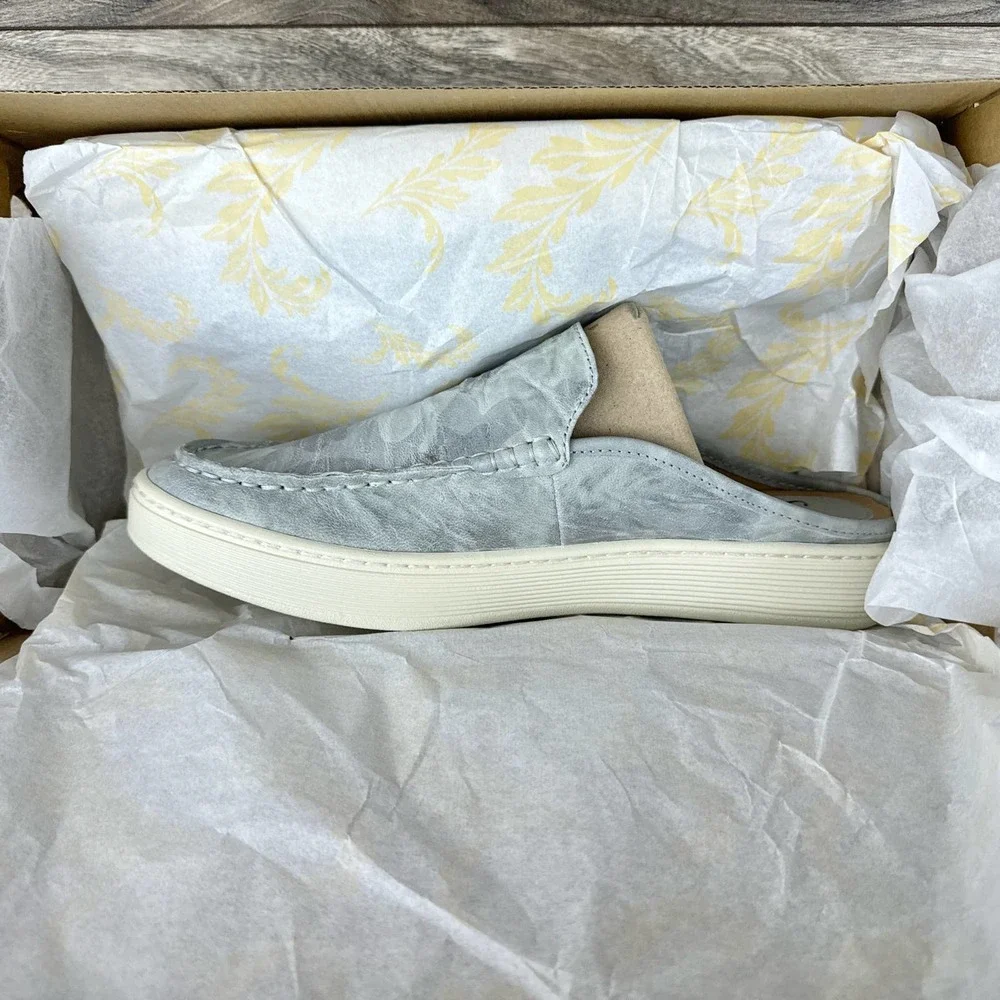 NIB Sofft Somers Moc 8.5M Light Gray Leather Sneaker Mules - Picture 9 of 11